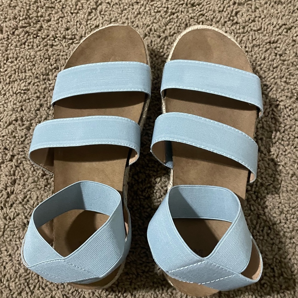 Platform Espadrille Sandals in Light Blue